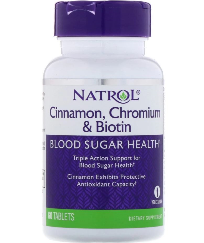 Купить Natrol Витаминно-минеральный комплекс Natrol Cinnamon, Chromium & Biotin, 60 таб