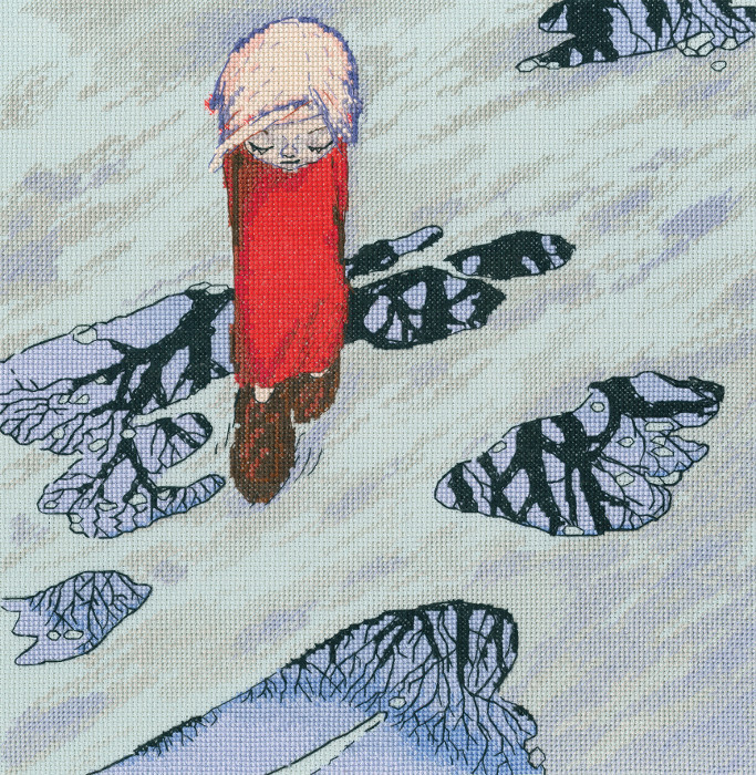 фото Набор для вышивания крестом рто "иду по небу, опрокинутому в лужу", 28x29 см, арт. m791