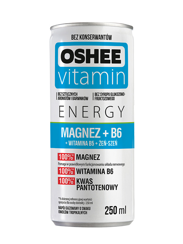 Напиток газированный OSHEE Magnesium+В6, 250 мл, вкус: мультифрукт