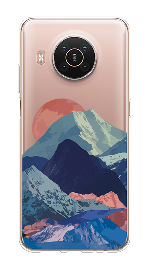 

Чехол на Nokia X20/X10 "Закат в снежных горах", Красный;серый;голубой, 124250-2