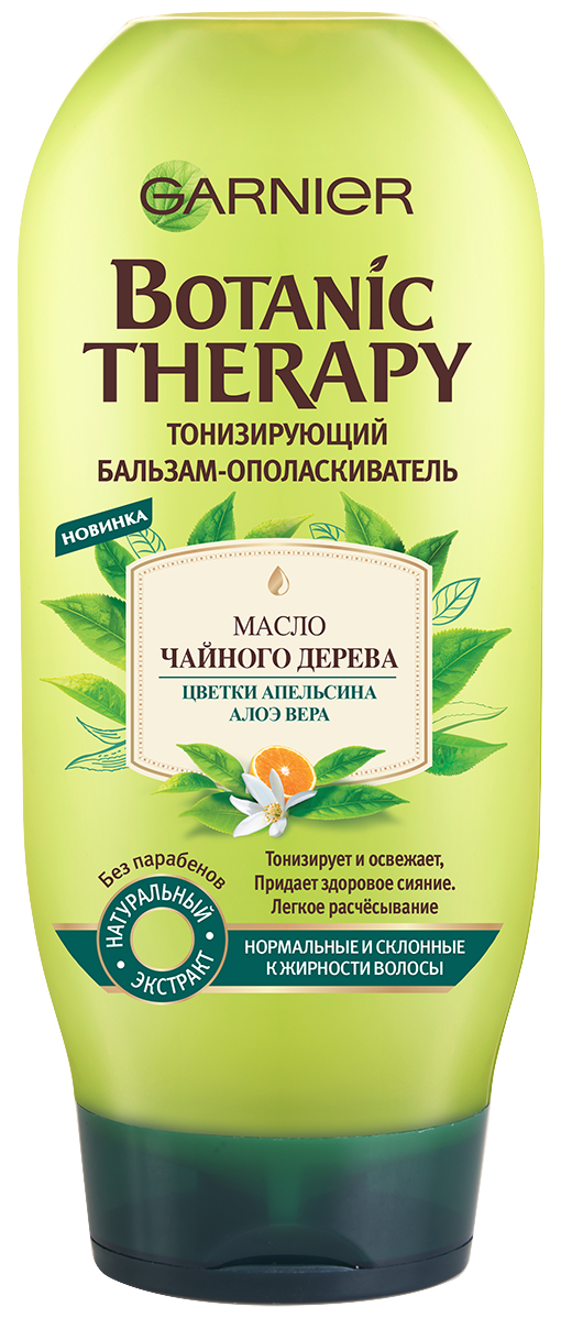 Купить Бальзам для волос Garnier Botanic Therapy Масло чайного дерева и алоэ вера 200 мл, тонизирующий Масло чайного дерева/цветки апельсина/алоэ вера 200 мл