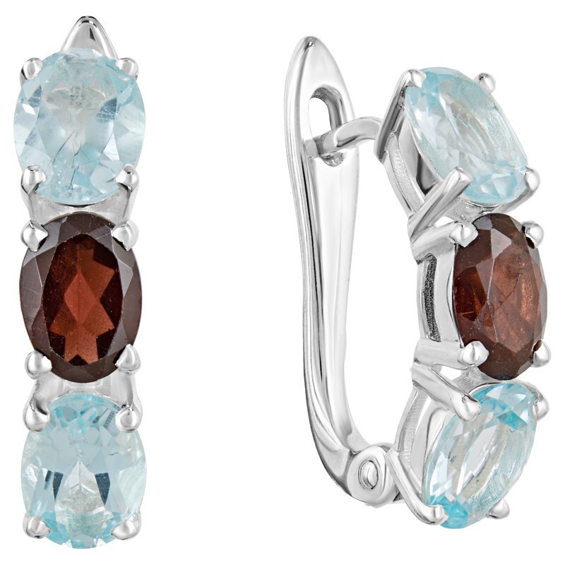 

Серьги из серебра с гранатом; топазом LAZURIT-ONLINE 8007NP, 8007NP