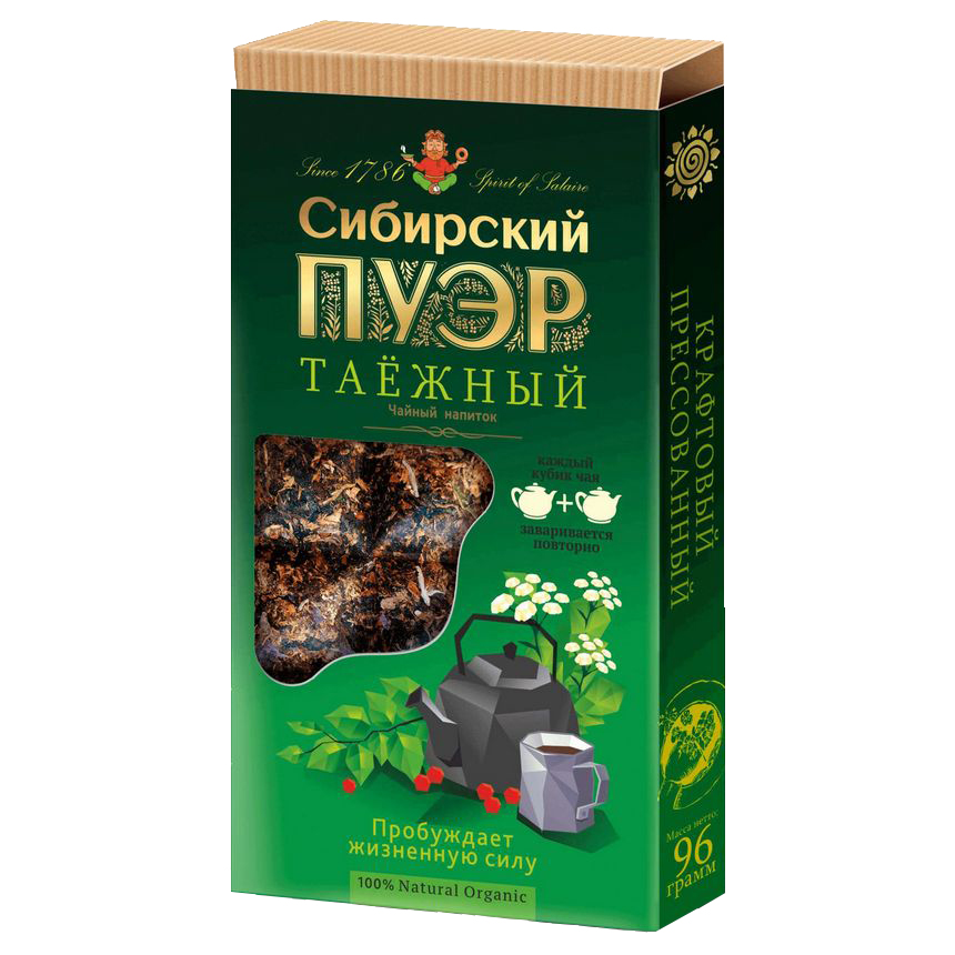 Чайный напиток Иван-ДА Сибирский пуэр Таёжный травяной прессованный 96 г 408₽