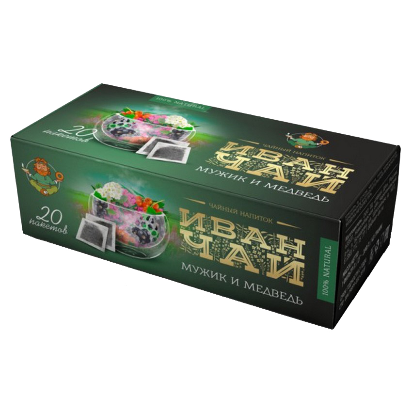 

Чайный напиток Иван-ДА "Мужик и медведь", иван-чай, с добавками, 20 пакетиков