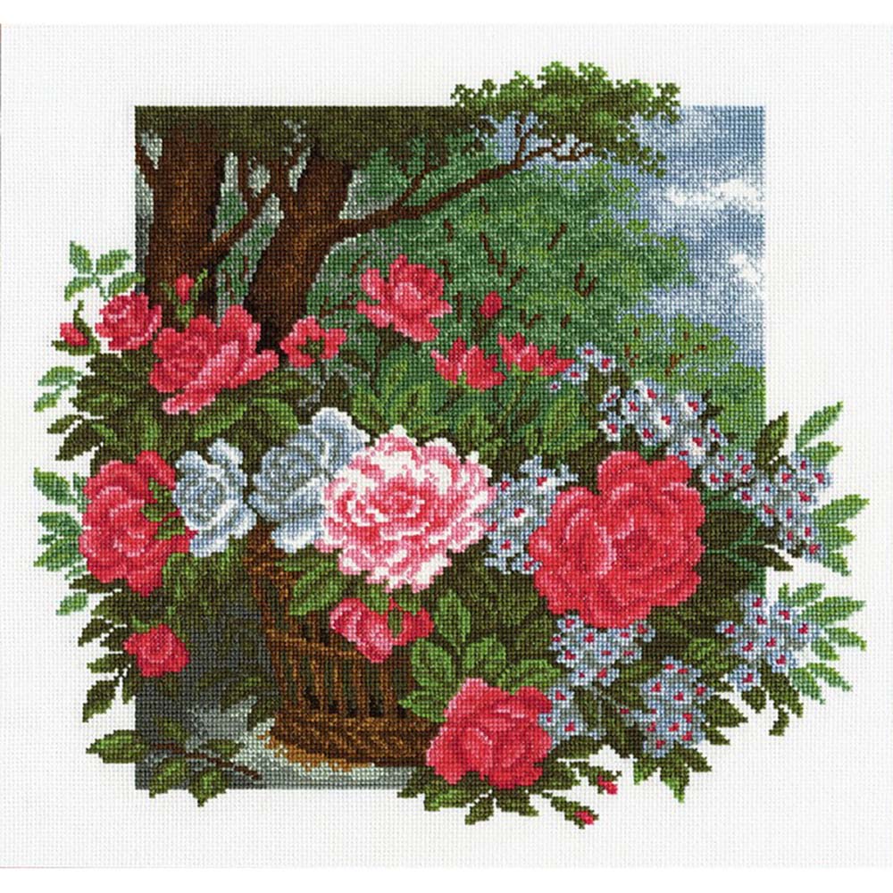 

Набор для вышивания крестом "Розы в корзине", 50x50 см, арт. 746