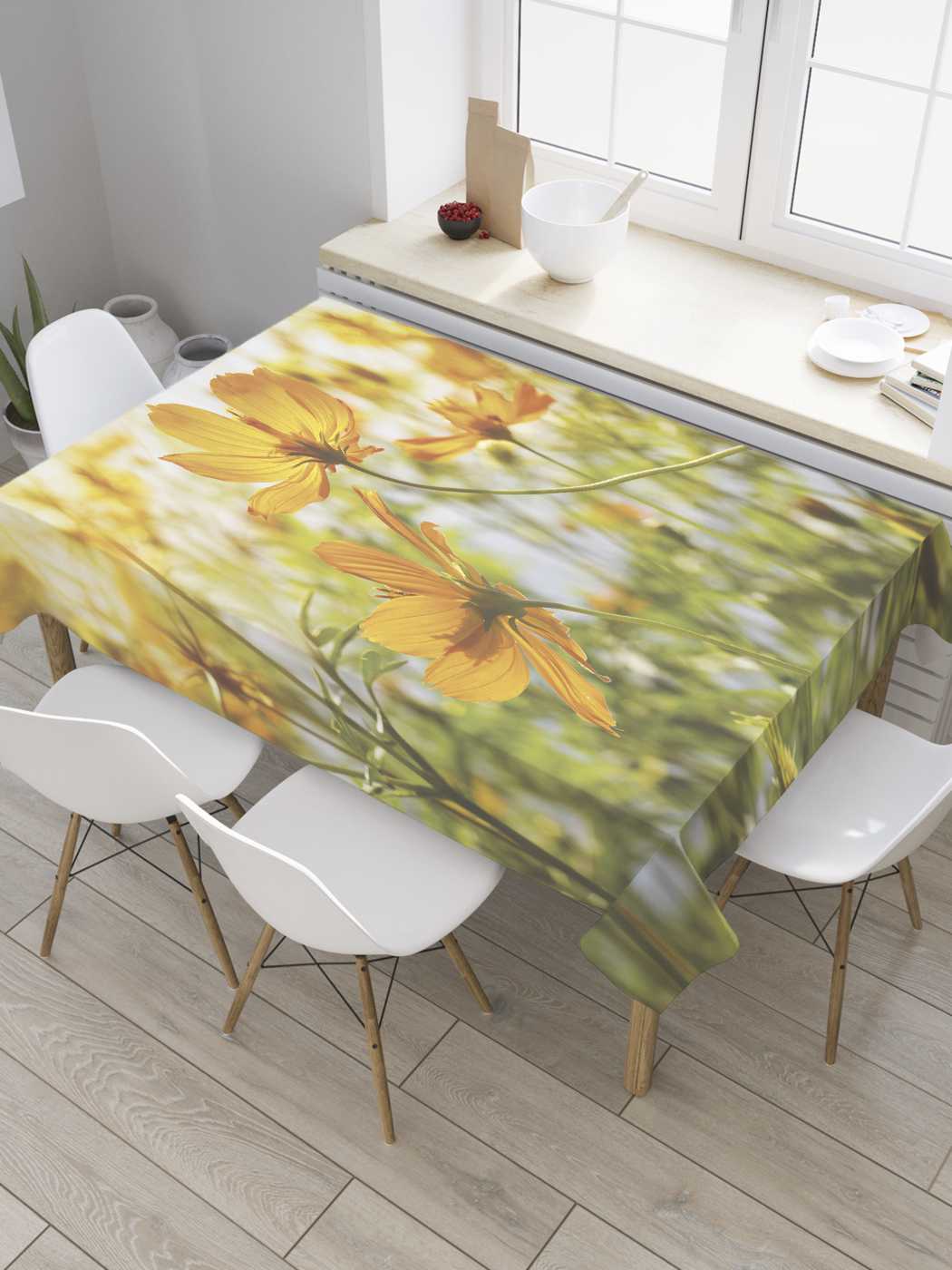 

Скатерть прямоугольная JoyArty "Нежная эшшольция" из сатена, 120x145 см, Зеленый, Нежная эшшольция