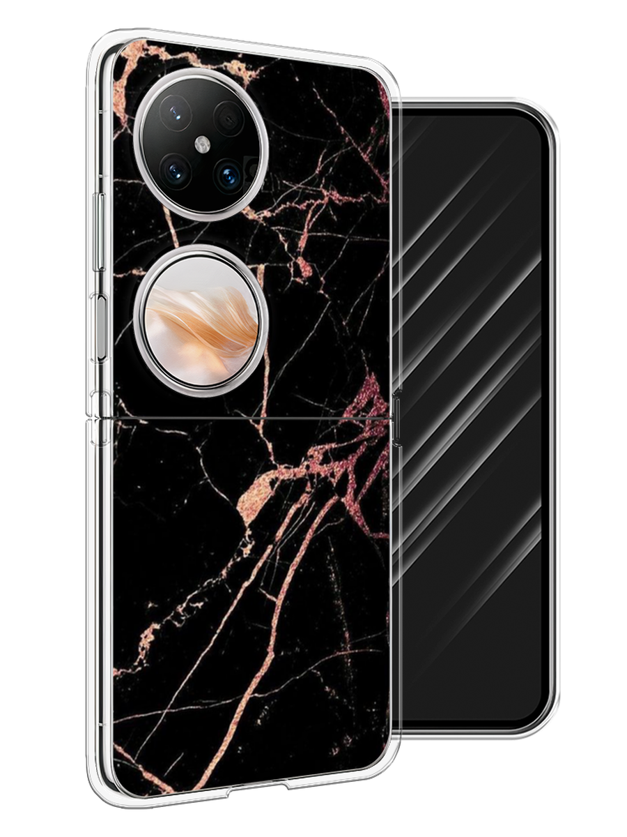 

Чехол Awog на Huawei Pocket 2 "Мрамор розовое золото", Черный;розовый, 6123850-1