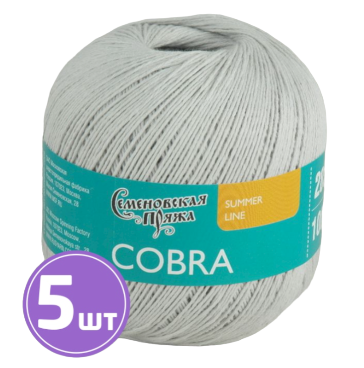 

Пряжа Семеновская Cobra (30371), перламутр 5 шт. по 100 г, Белый