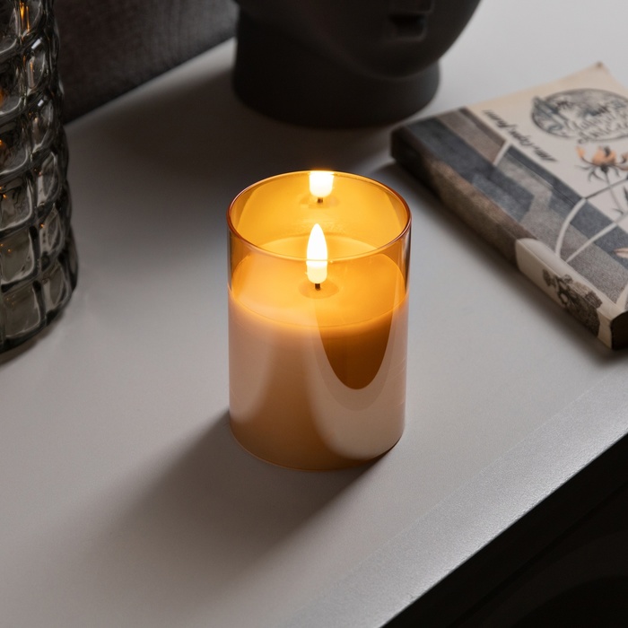 

Светодиодная свеча Luazon Lighting, пластик, батарейки АААх3, золотистая, 9907625