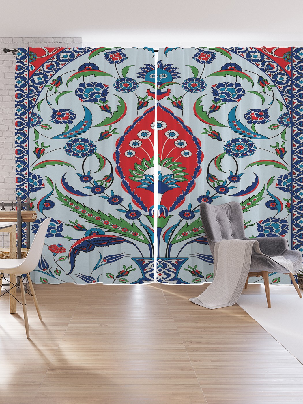 

Шторы под лён JoyArty "Орнаментальный цветок в кувшине", серия Oxford DeLux, 340х265 см, Орнаментальный цветок в кувшине