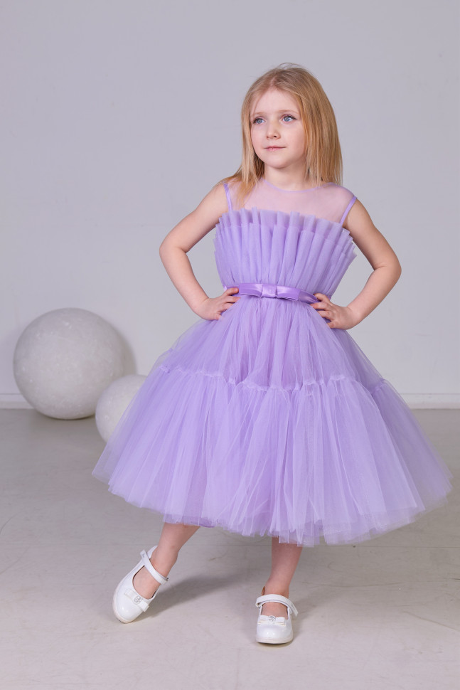 Платье детское YOULALA Лилия, сиреневый, 134 платье детское crockid м 2508 зеленая лилия нежные веточки 134