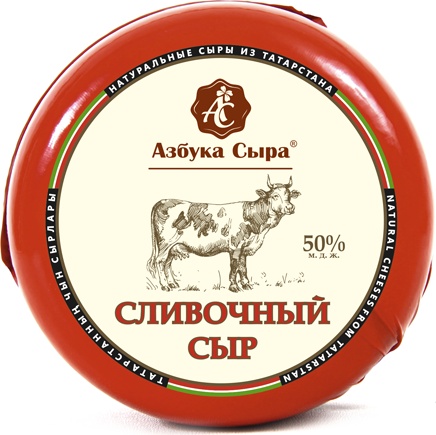 

Сыр Азбука Сыра Сливочный твердый 50% -1 кг