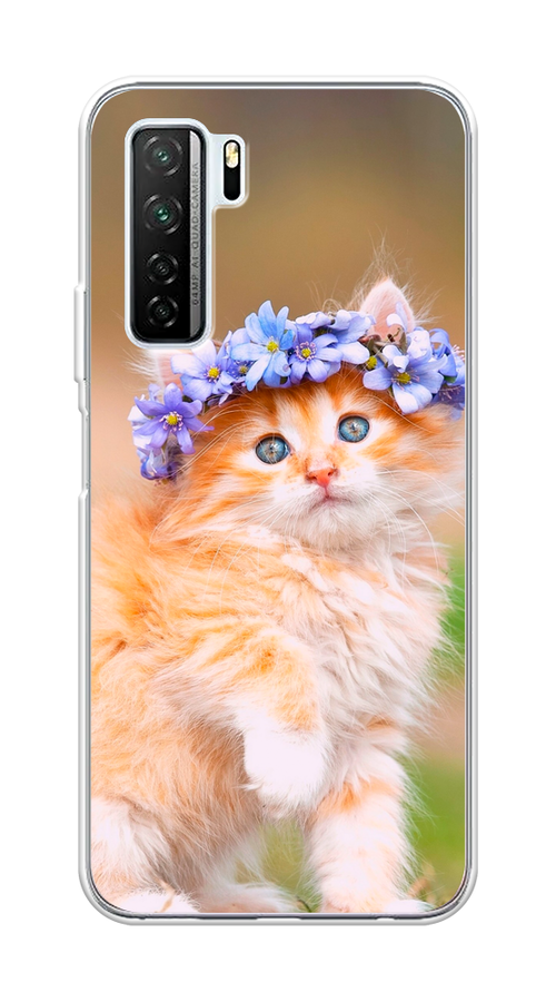 

Чехол Awog на Honor 30S (Global) "Рыжий кот в венке", Коричневый;синий, 6102850-1