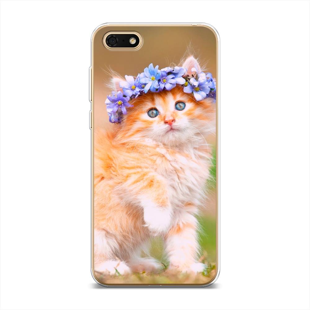 

Чехол Awog на Honor 7A Prime "Рыжий кот в венке", Коричневый;синий, 6105850-1