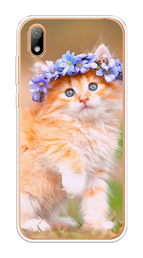 

Чехол Awog на Honor 8S "Рыжий кот в венке", Коричневый;синий, 69150-1