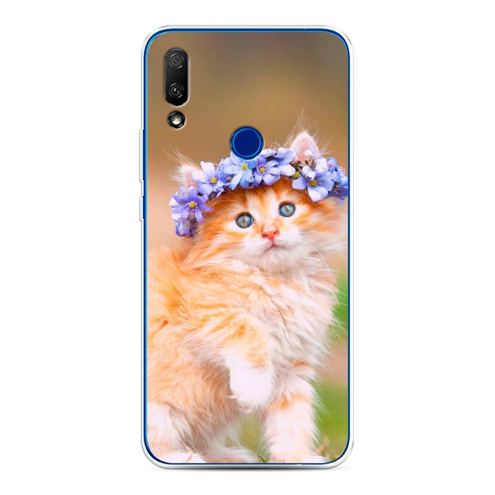 

Чехол Awog на Honor 9X "Рыжий кот в венке", Коричневый;синий, 69950-1