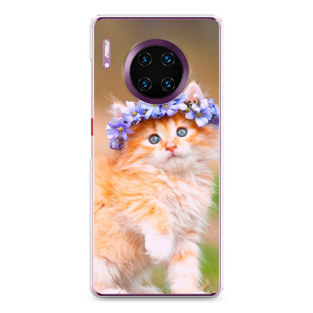 

Чехол Awog на Huawei Mate 30 Pro "Рыжий кот в венке", Коричневый;синий, 610450-1