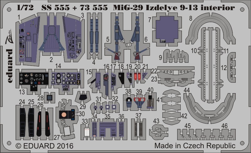 

Фототравление Eduard SS555 SS555 М&Г-29 Изделие 9-13 интерьер 1/72, Цветной