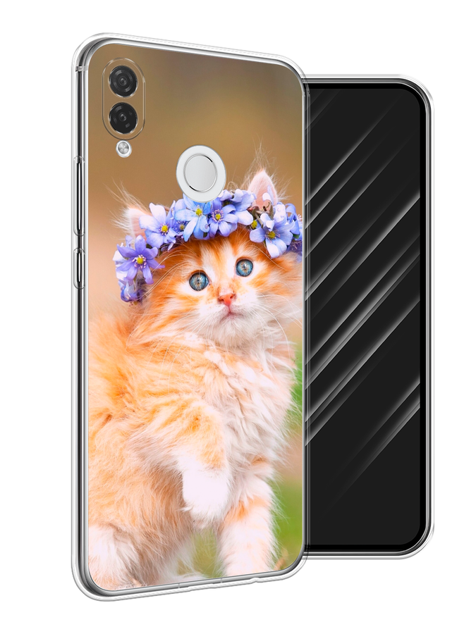

Чехол Awog на Huawei P Smart Plus "Рыжий кот в венке", Коричневый;синий, 68250-1
