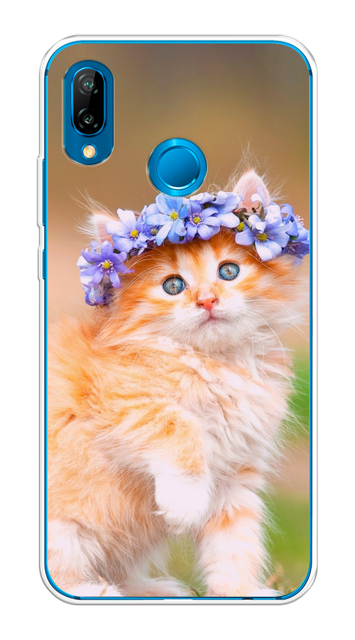 

Чехол Awog на Huawei P20 Lite "Рыжий кот в венке", Коричневый;синий, 64450-1