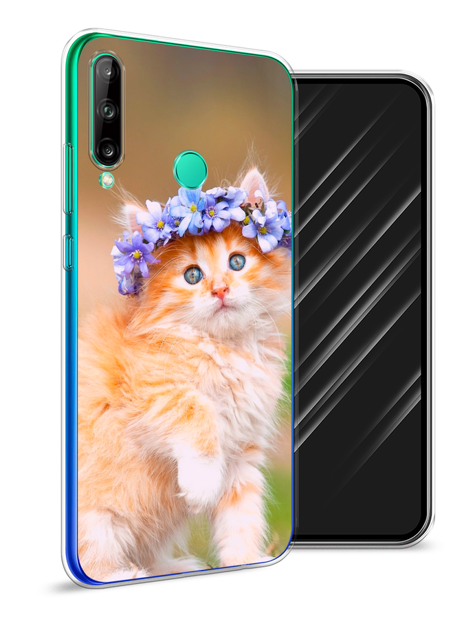 

Чехол Awog на Huawei P40 lite E "Рыжий кот в венке", Коричневый;синий, 612450-1