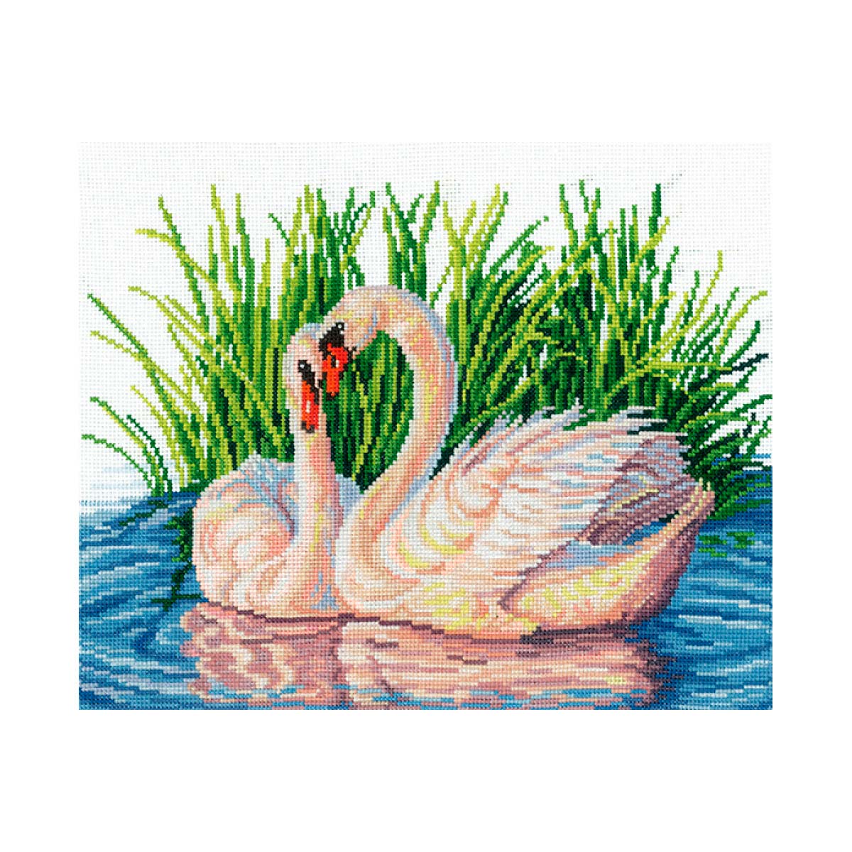 

Набор для вышивания крестом Сделай своими руками "Пара лебедей", 26x19,5 см, арт. П-39