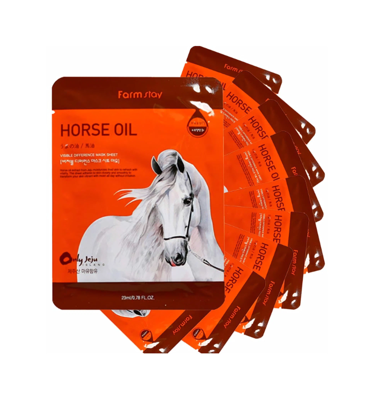 фото Маски для лица farmstay с лошадиным маслом mask sheet horse oil 23 мл - 10 шт