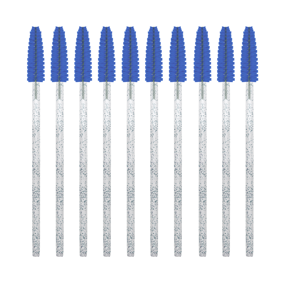 фото Щёточки для бровей и ресниц innovator cosmetics одноразовые, с глитером, голубые, 10 шт