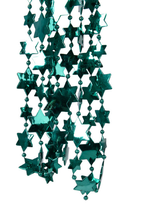 Бусы новогодние Home Club Звезды-снежинки 270 см зеленый