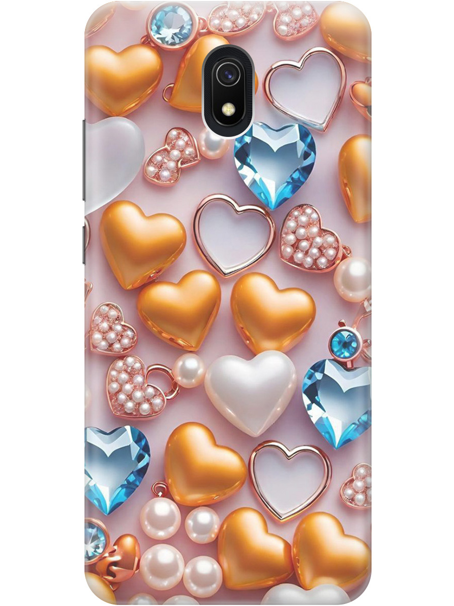 

Силиконовый чехол на Xiaomi Redmi 8A с принтом "Украшения и сердечки", Прозрачный;белый;золотистый;голубой, 722188691