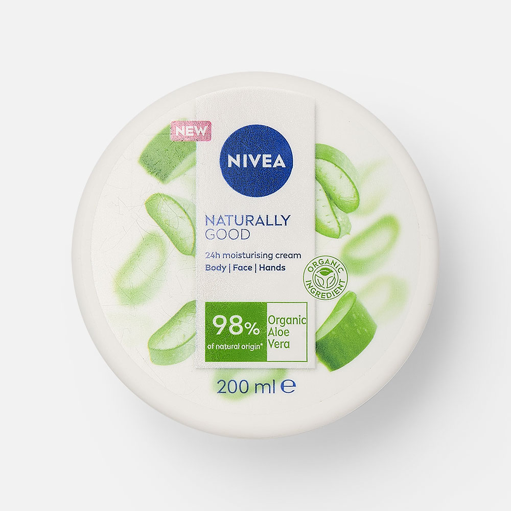 Крем для лица, рук и тела Nivea Naturally Good увлажняющий, с алоэ вера, 200 мл