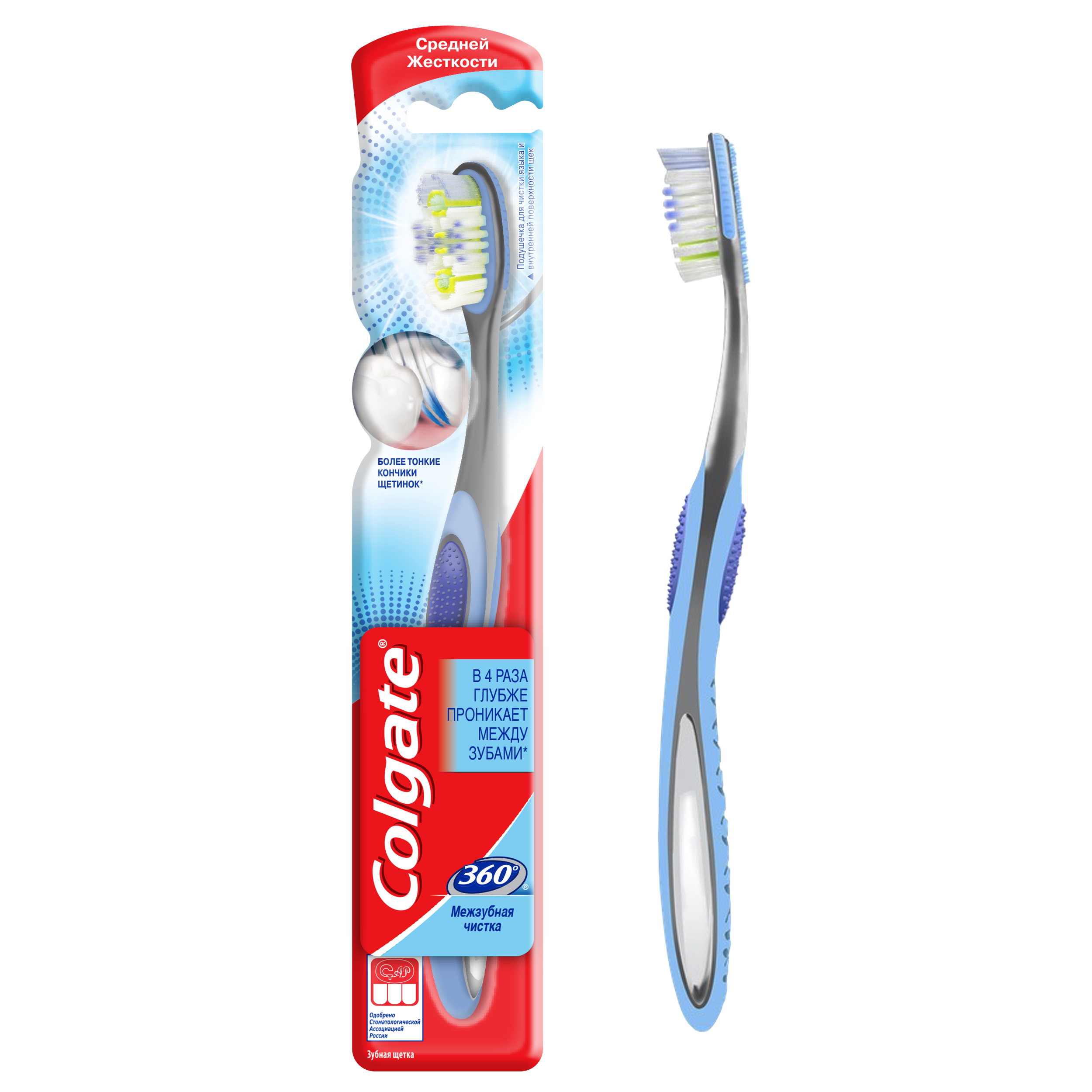 Зубная щетка Colgate 360 Межзубная чистка средняя