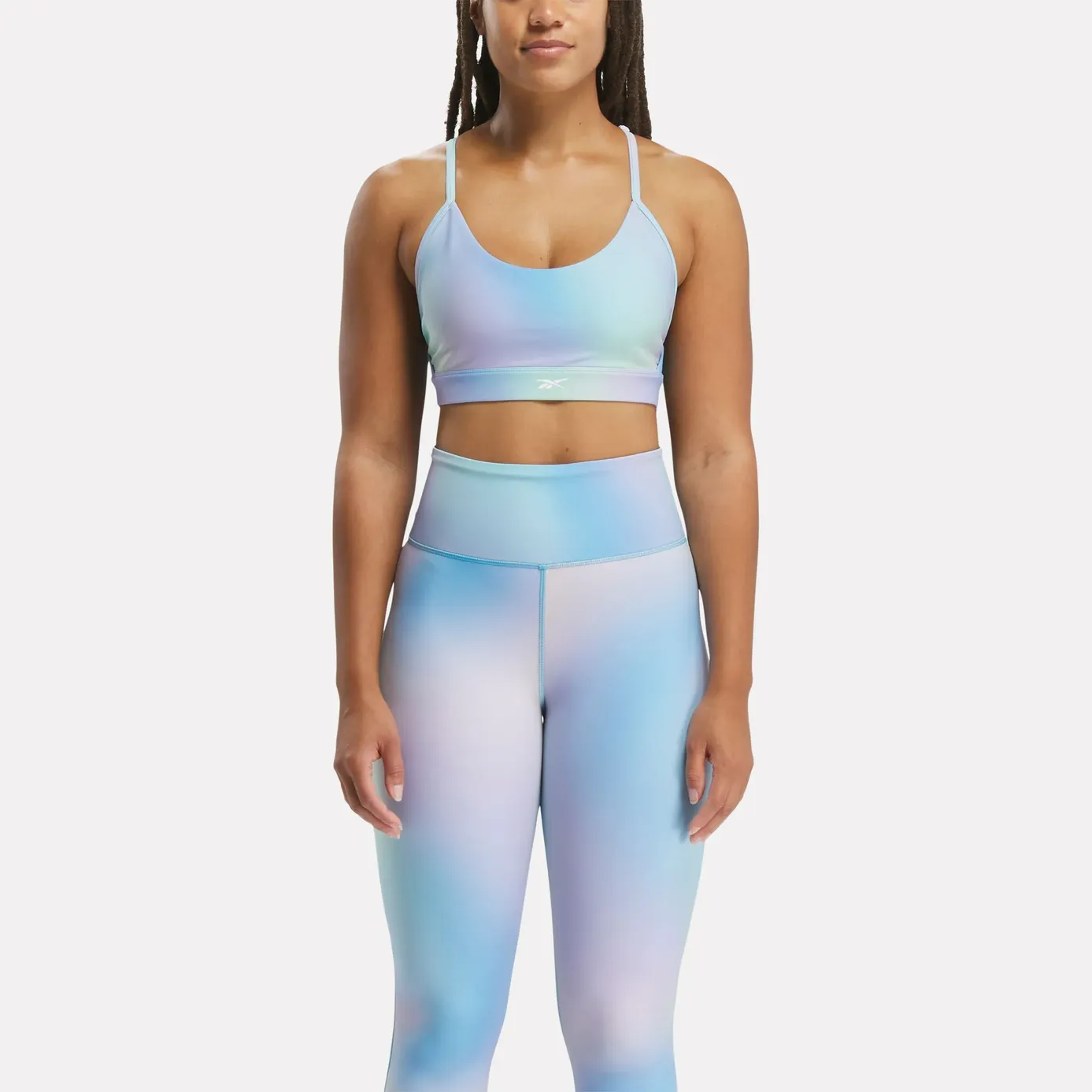 

Топ женский Reebok Lux Printed Strappy Bra W черный M, Lux Printed Strappy Bra W