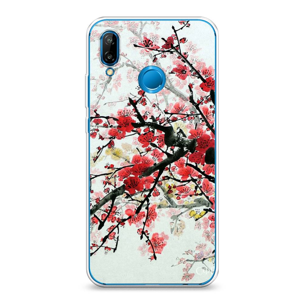 

Чехол Awog на Huawei Nova 3E "Сакура", Розовый;черный, 65650-4