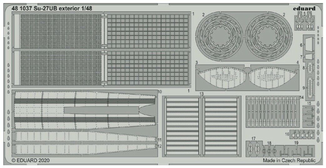 

Фототравление Eduard 481037 Su-27UB экстерьер 1/48, Однотонный