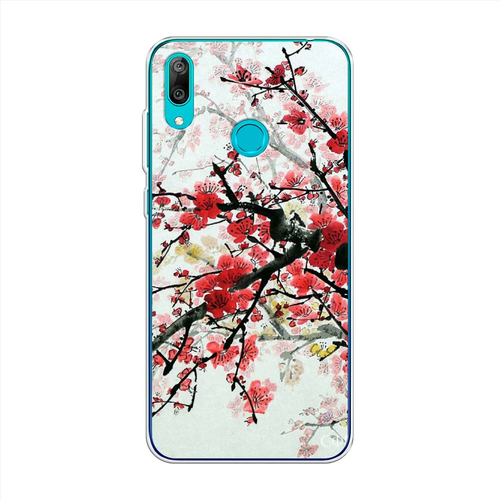 

Чехол Awog на Huawei Y7 2019 "Сакура", Розовый;черный, 68450-4