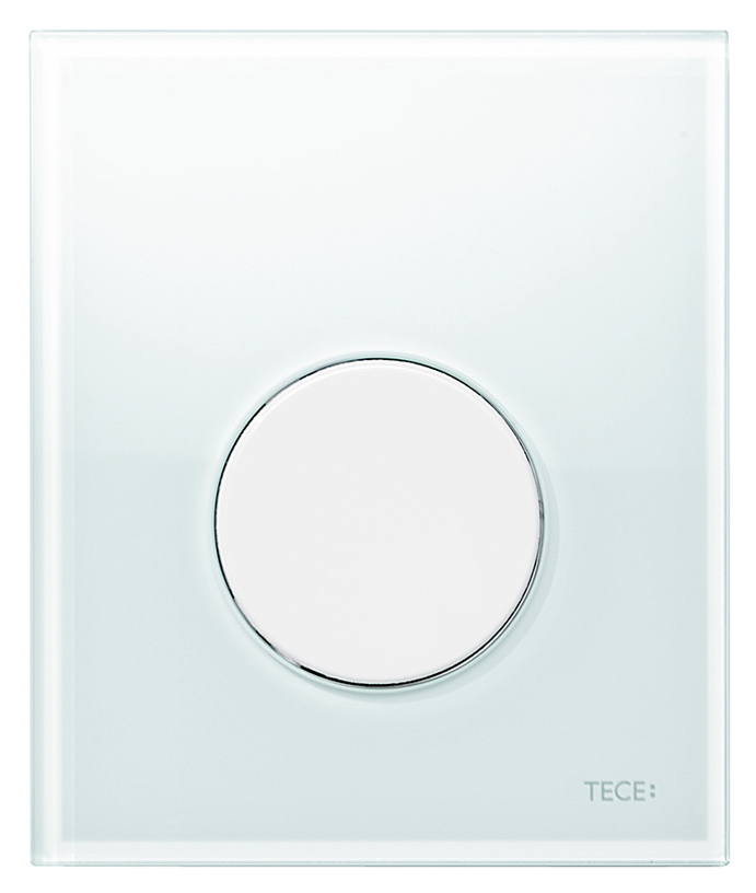 кнопка для инсталляции tece teceplanus urinal 9820084 хром глянцевый Кнопка смыва Tece Loop Urinal 9242650 белое стекло