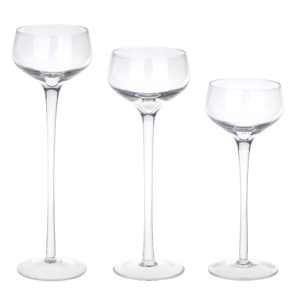 

Набор из 3-х подсвечников, 20см, 23см, 26см, стекло, арт.74, Прозрачный, 477219