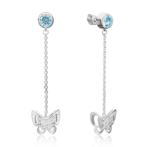 

Серьги подвески из серебра PLATINA jewelry 02-4659, топаз/сапфир, 02-4659