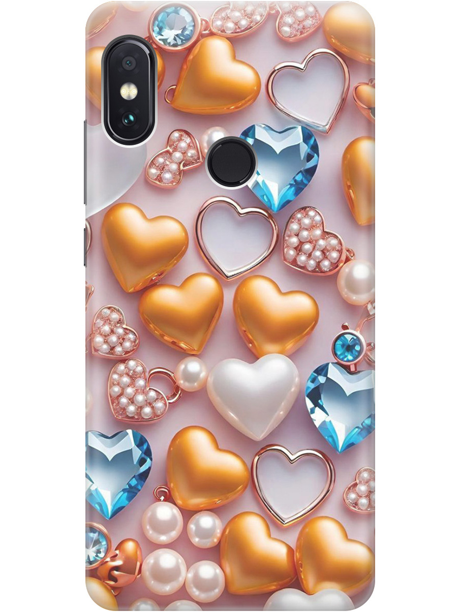 

Силиконовый чехол на Xiaomi Redmi Note 5 / Note 5 Pro с принтом "Украшения и сердечки", Прозрачный;белый;золотистый;голубой, 717568791