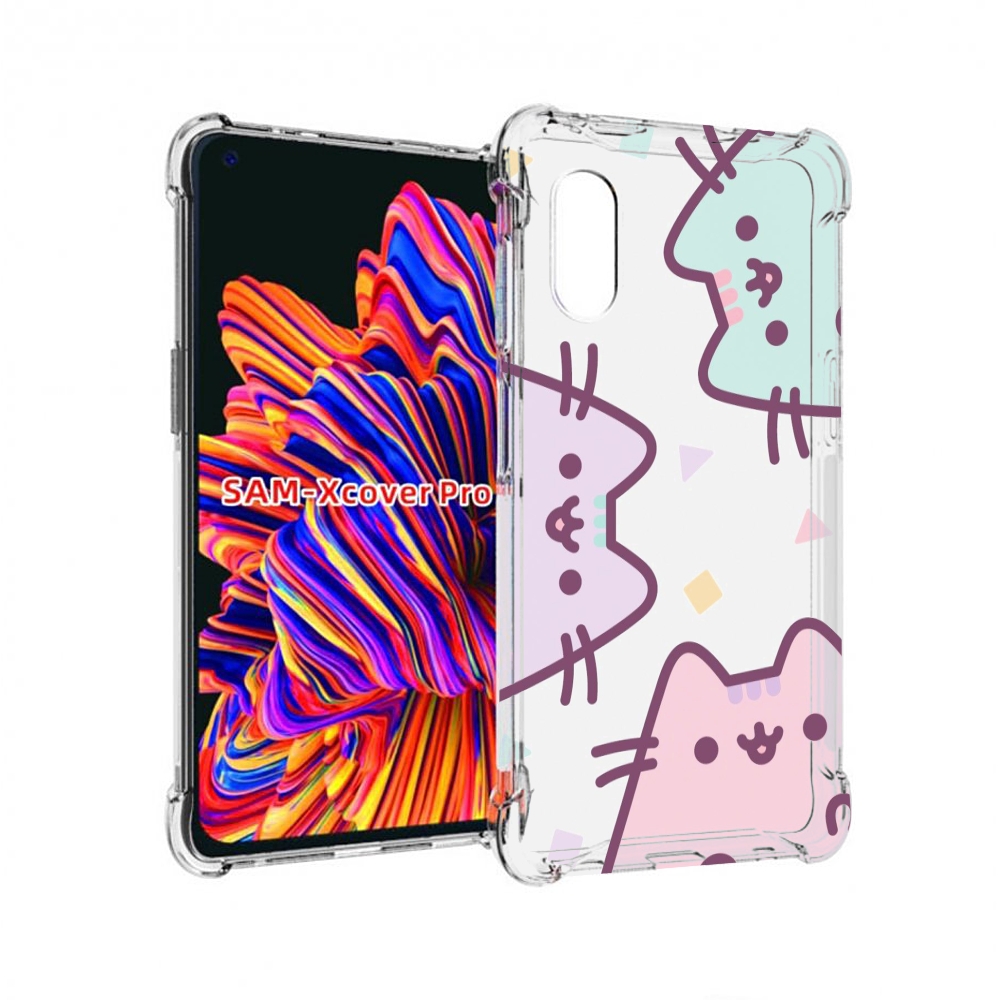 Чехол MyPads котики зеленый фиолетовый розовый женский для Samsung Galaxy Xcover Pro 1