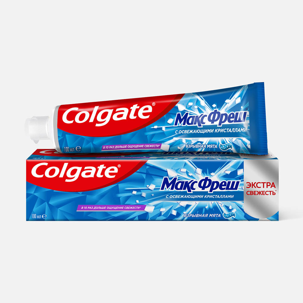 Зубная паста Colgate Макс Фреш Взрывная мята, с освежающими кристаллами, 100 мл комплект зубная паста colgate макс фреш взрывная мята 100 мл х 4 шт