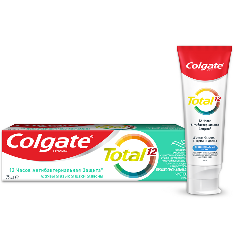 Зубная паста Colgate Total 12 профессиональная чистка (гель) с цинком и аргинином, 75 мл