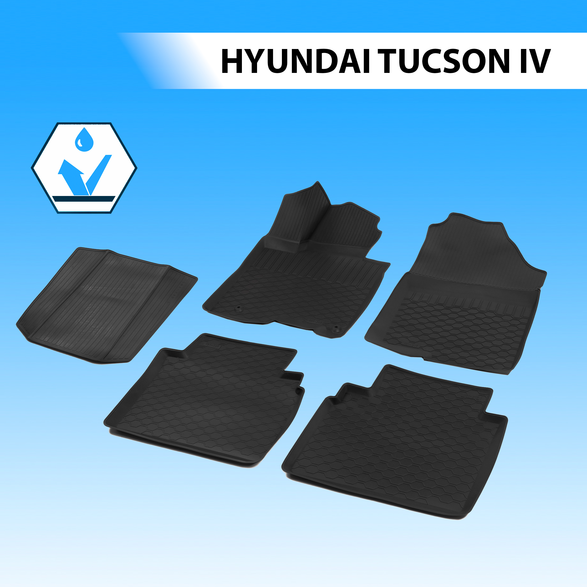 

Коврики в салон автомобиля Rival для Hyundai Tucson IV 2021-н.в., без крепежа, 12309003, 12309003