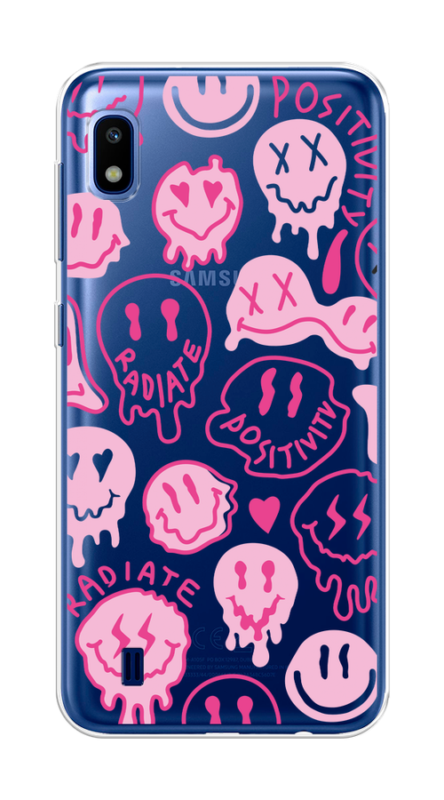 

Чехол на Samsung Galaxy A10 "Галлюциногенные смайлики", Прозрачный;розовый, 27950-1