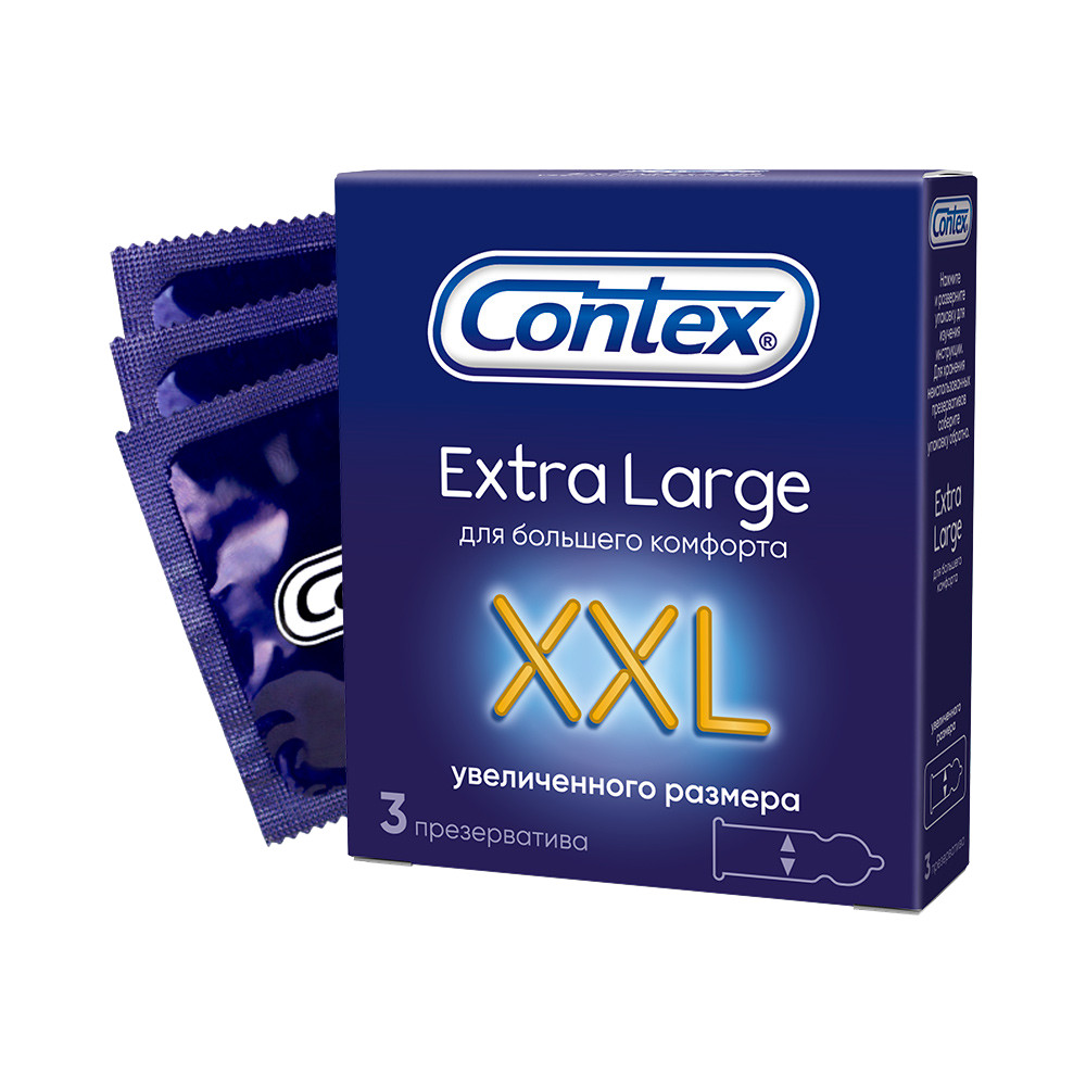 Презервативы Contex Extra Large 3 шт., прозрачный, латекс  - купить
