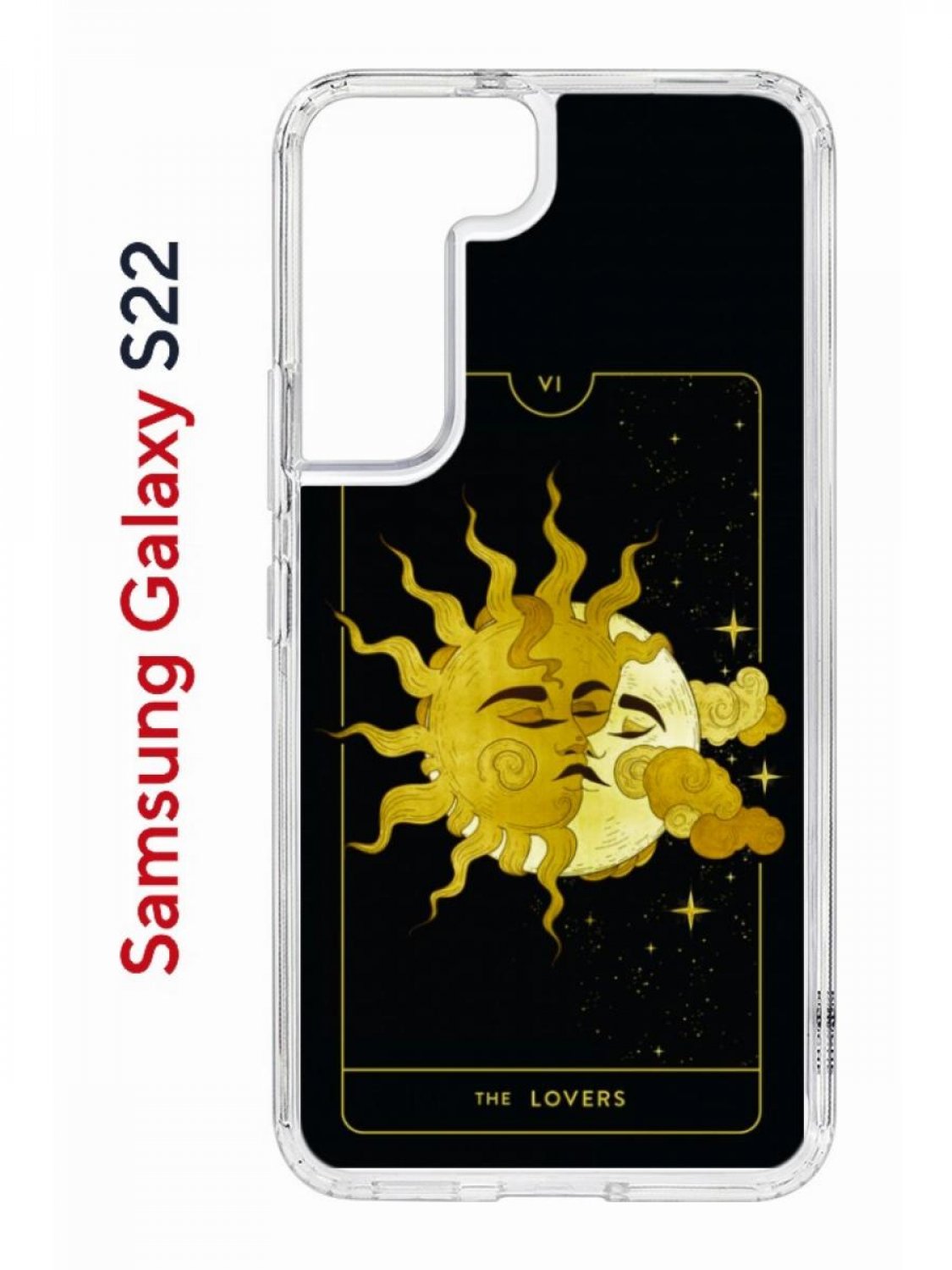 Чехол на Samsung S22 Kruche Print Tarot Lovers,противоударный бампер,с защитой камеры