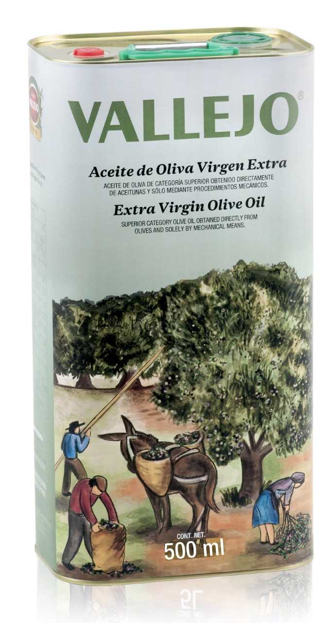 Масло оливковое Aceites Vallejo Extra Virgin нерафинированное, в железной банке, 500 мл