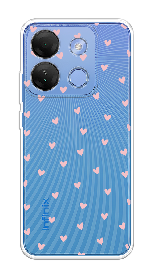 

Чехол на Infinix Smart 7 HD "Розовые сердечки паттерн", Розовый;прозрачный, 3103850-1