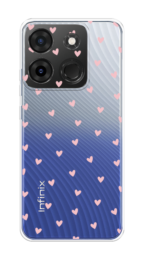 

Чехол на Infinix Smart 7 Plus "Розовые сердечки паттерн", Розовый;прозрачный, 3103950-1